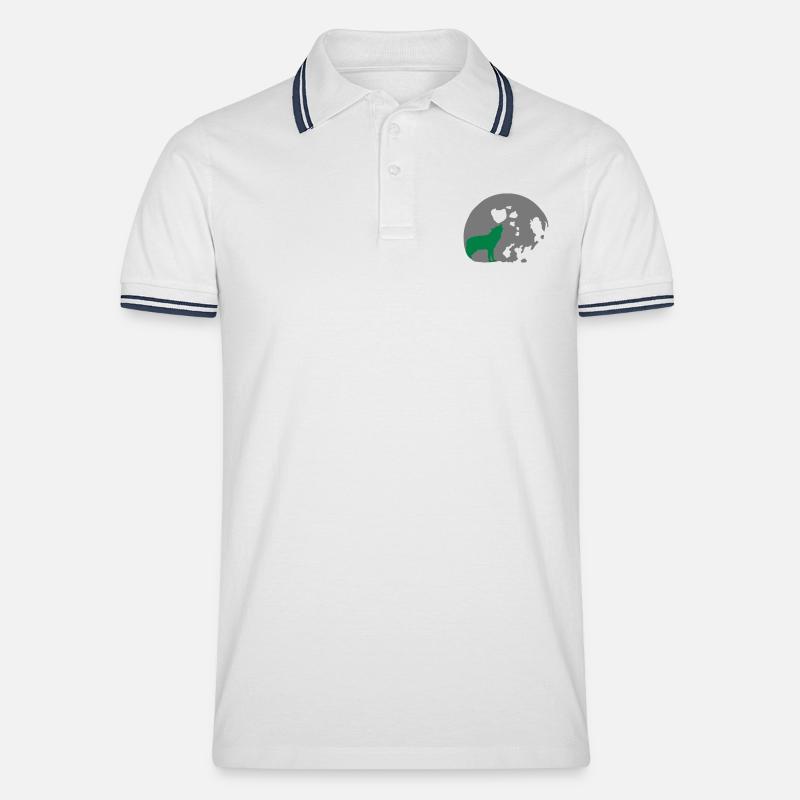 full moon - Männer Tipped Poloshirt - Weiß/Navy