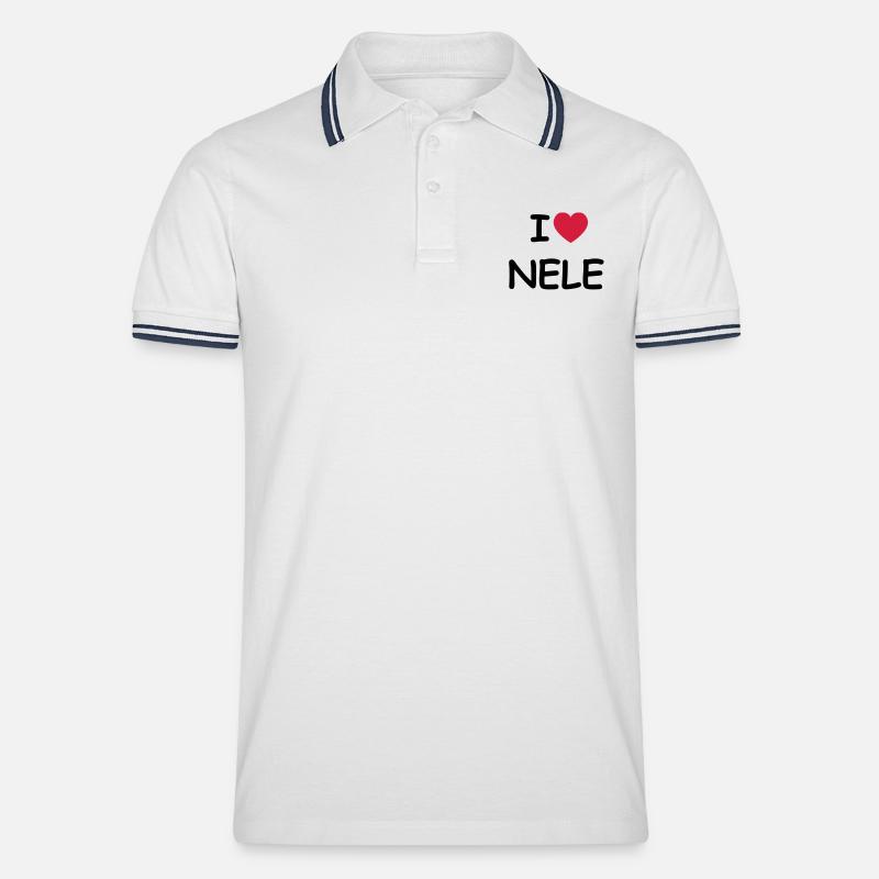 I love Nele - Männer Tipped Poloshirt - Weiß/Navy