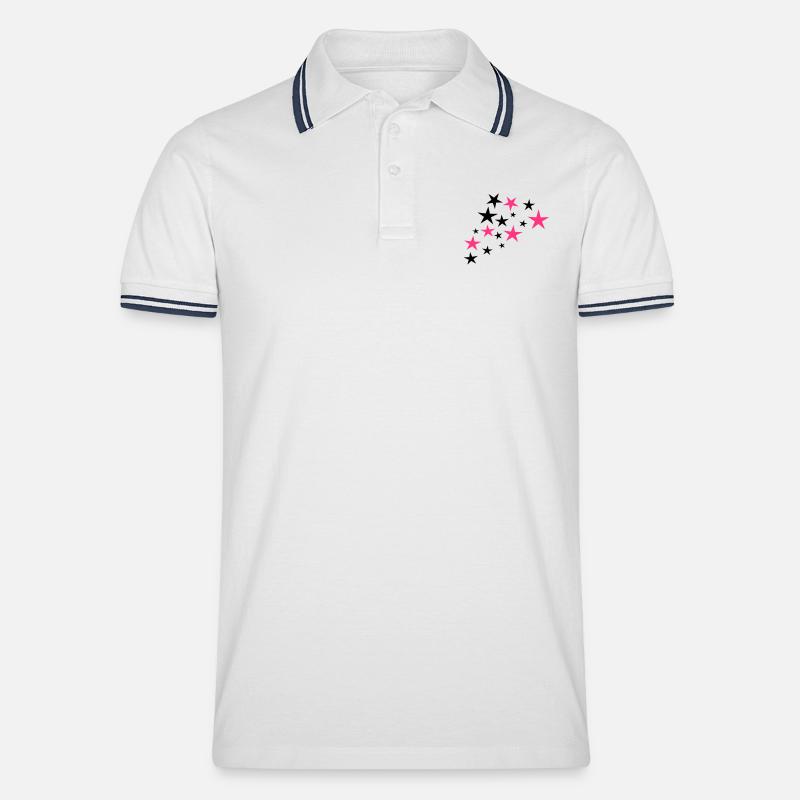 sterne - Männer Tipped Poloshirt - Weiß/Navy