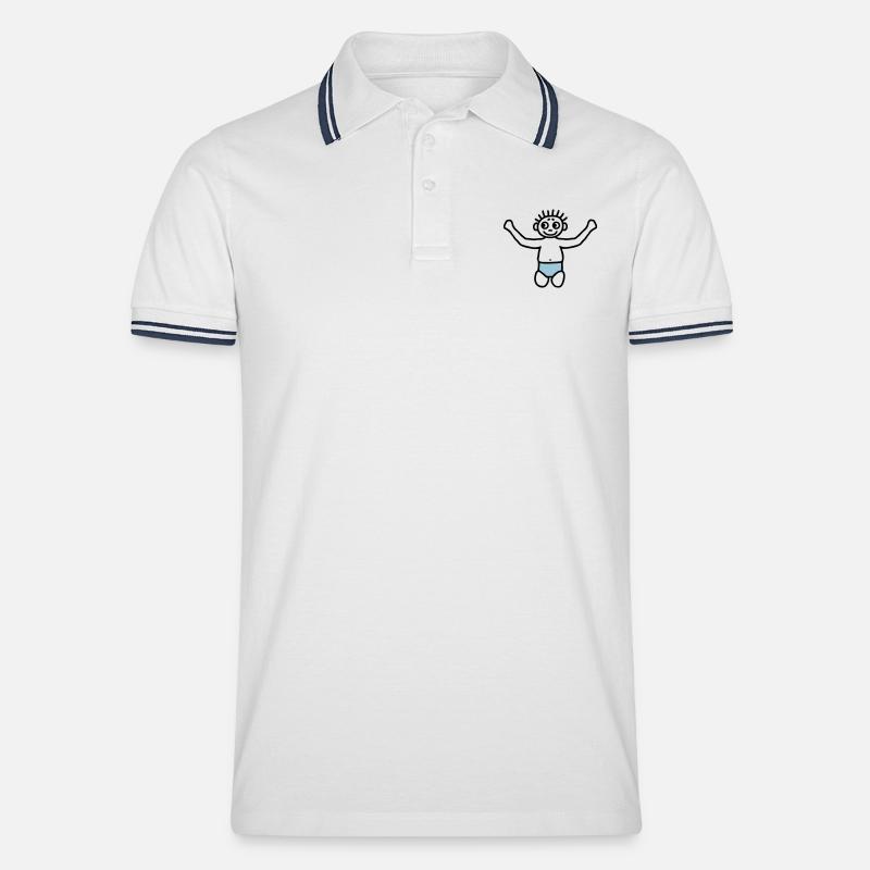 Baby mit Windel - V2 - Männer Tipped Poloshirt - Weiß/Navy