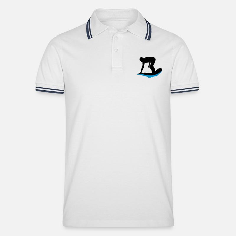 surfer_2 - Polo tipped Homme - blanc/marine
