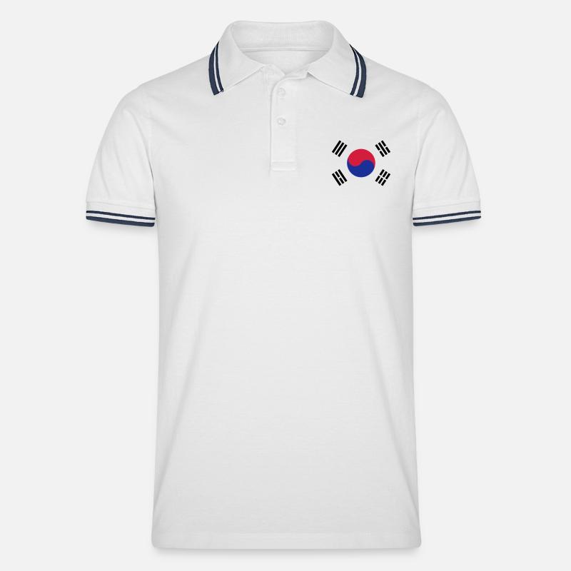 Korea Flagge - Männer Tipped Poloshirt - Weiß/Navy