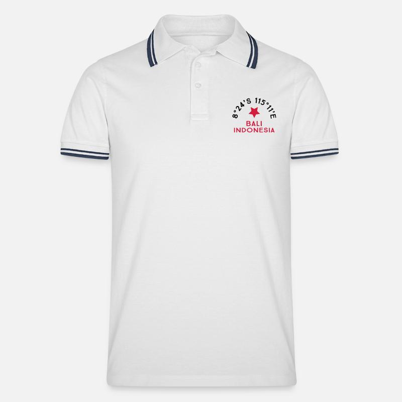 Bali - Männer Tipped Poloshirt - Weiß/Navy