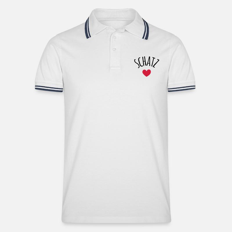 Schatz - Männer Tipped Poloshirt - Weiß/Navy