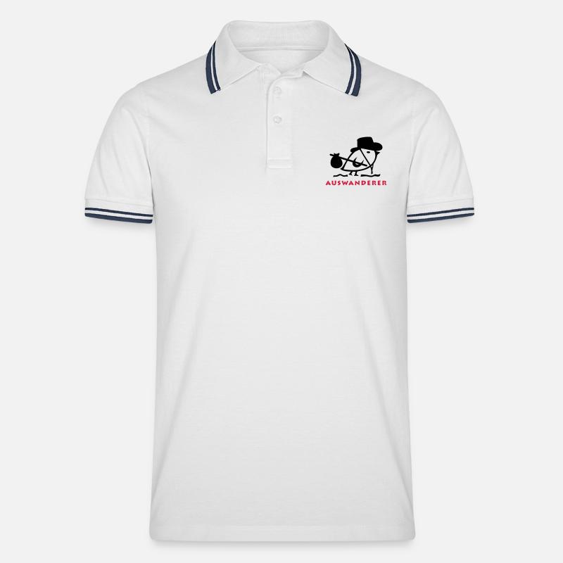 TWEETLERCOOLS - Auswanderer - Männer Tipped Poloshirt - Weiß/Navy