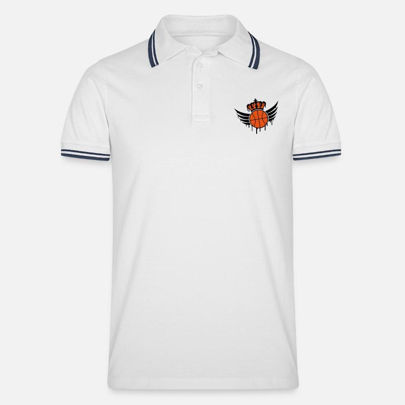 Basketball Blazon Logo Graffiti - Männer Tipped Poloshirt - Weiß/Navy