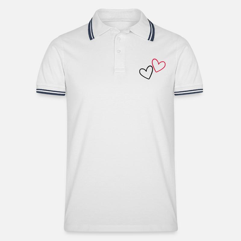 Herzen Liebe - Männer Tipped Poloshirt - Weiß/Navy