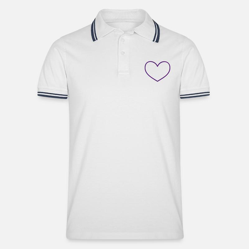 Herz (Umriss, 1c) - Männer Tipped Poloshirt - Weiß/Navy