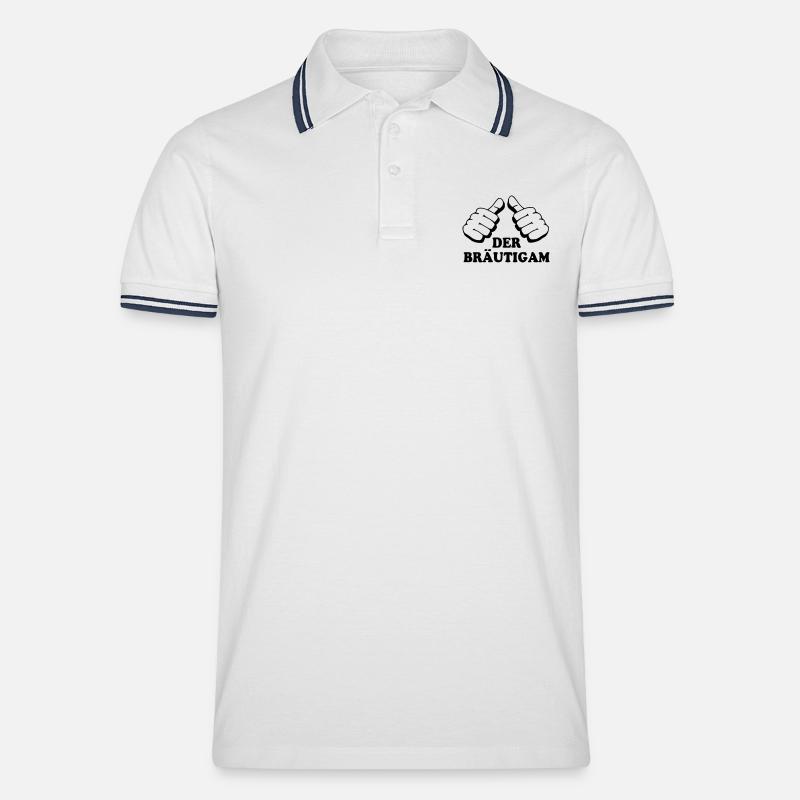der__braeutigam - Männer Tipped Poloshirt - Weiß/Navy