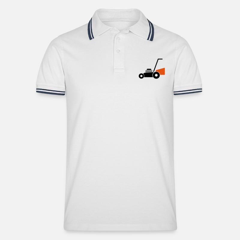 Rasenmäher - Männer Tipped Poloshirt - Weiß/Navy