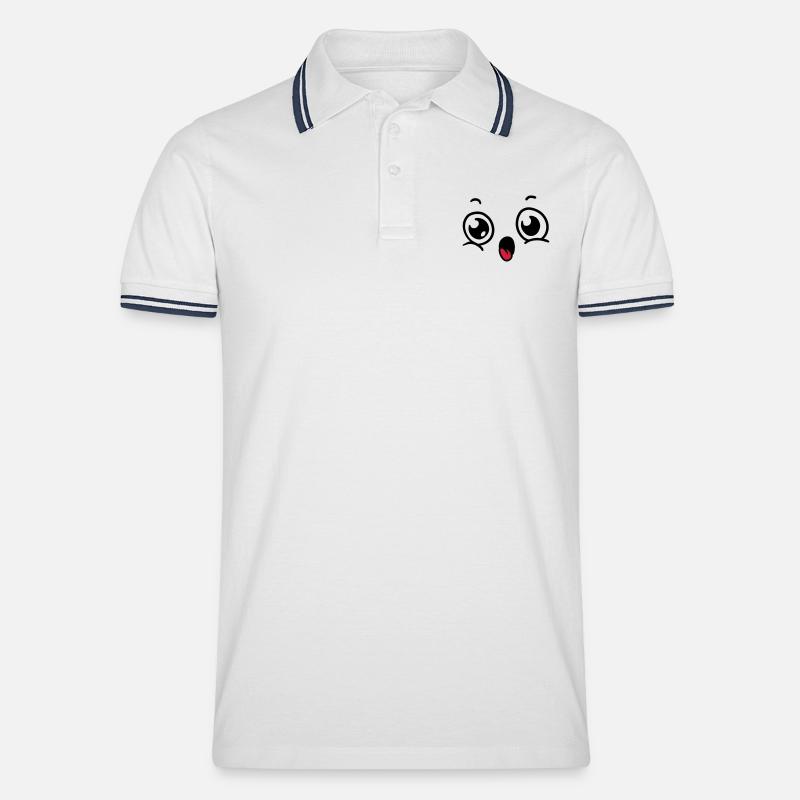 Gesicht Kostüm - Männer Tipped Poloshirt - Weiß/Navy