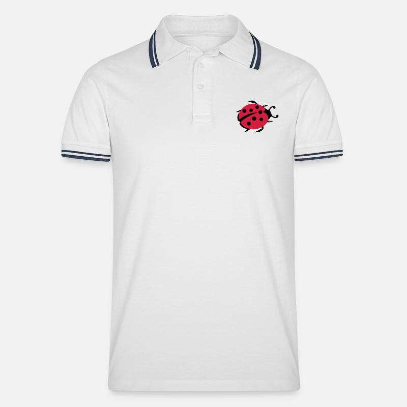 ladybug - marienkaefer - Männer Tipped Poloshirt - Weiß/Navy
