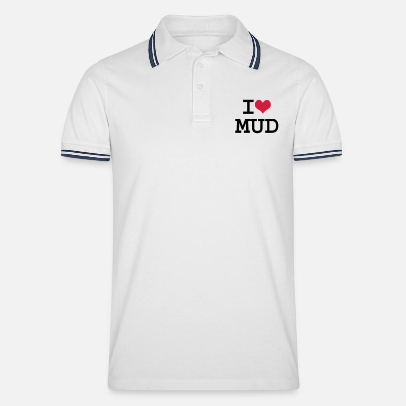 I Herz-Schlamm - Männer Tipped Poloshirt - Weiß/Navy