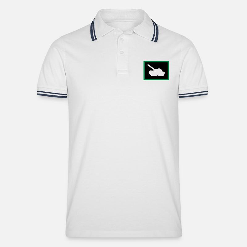Panzer / tank (2c) - Männer Tipped Poloshirt - Weiß/Navy