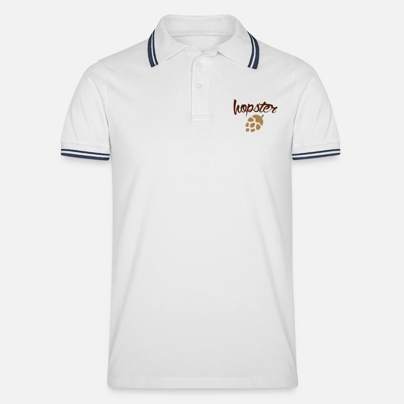 Hopster (Biertrinker) - Männer Tipped Poloshirt - Weiß/Navy