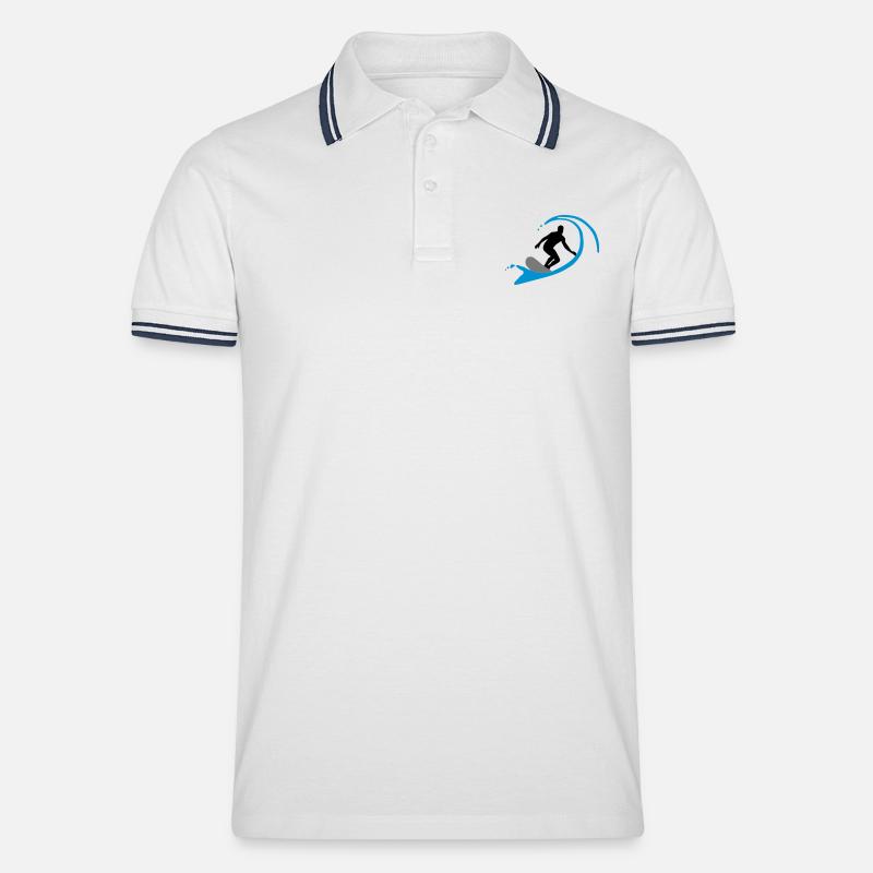 Surfer - Männer Tipped Poloshirt - Weiß/Navy