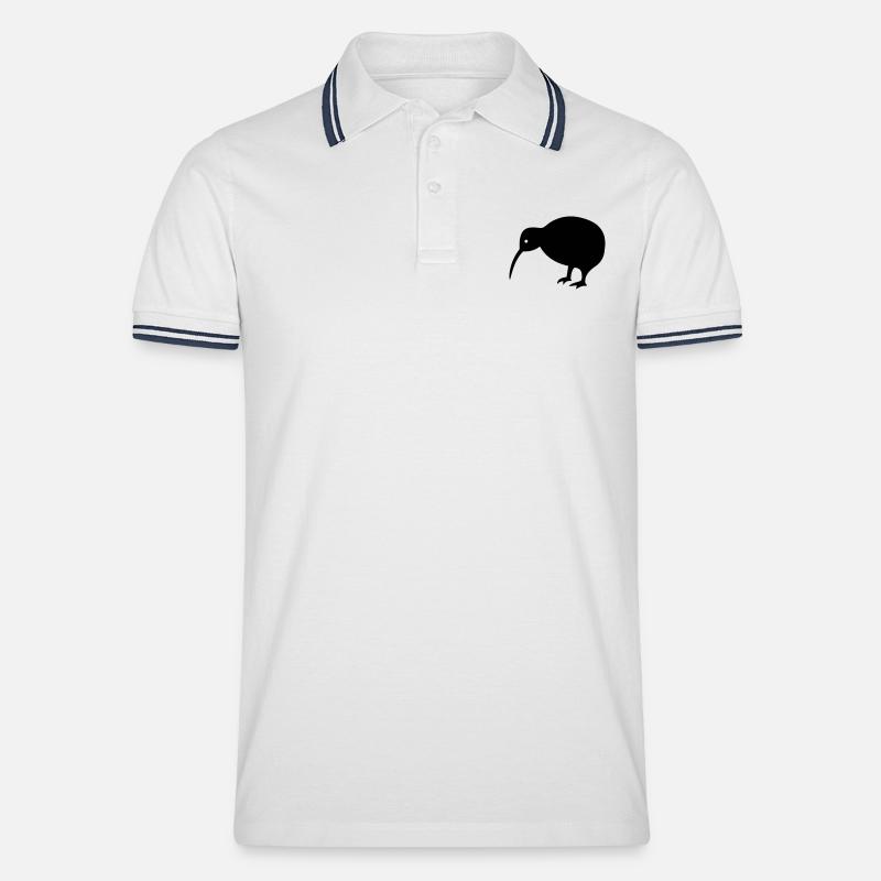 Kiwi-Vogel - Männer Tipped Poloshirt - Weiß/Navy
