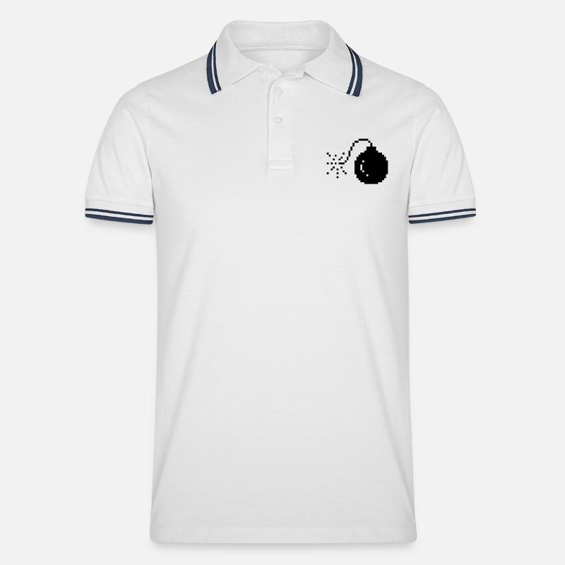 bomb s - Männer Tipped Poloshirt - Weiß/Navy