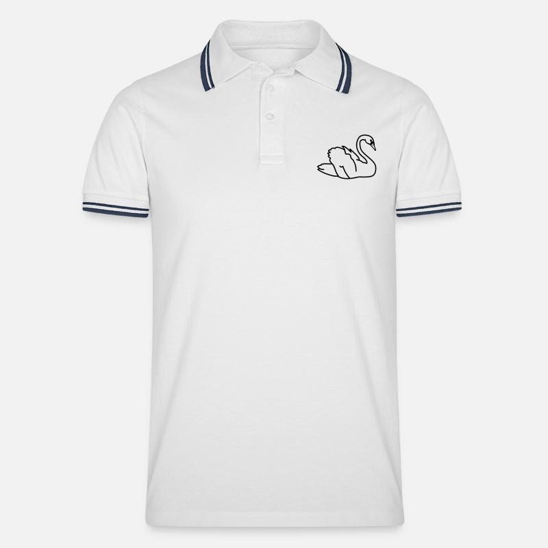 Schwan - Männer Tipped Poloshirt - Weiß/Navy