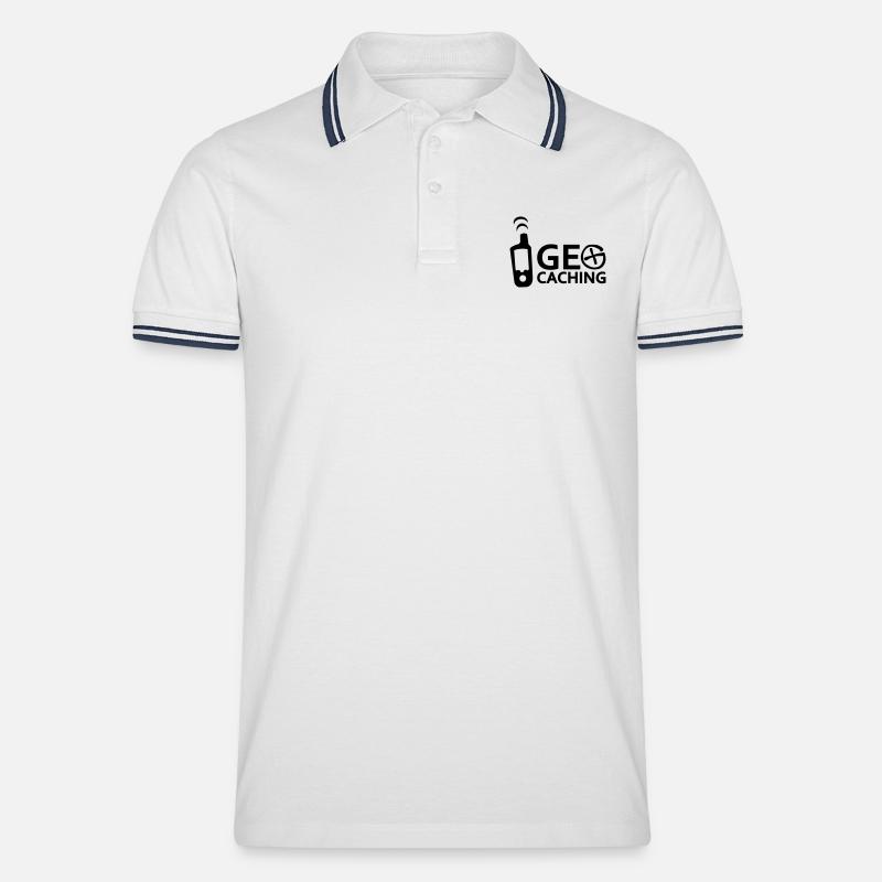 Geocaching - Männer Tipped Poloshirt - Weiß/Navy