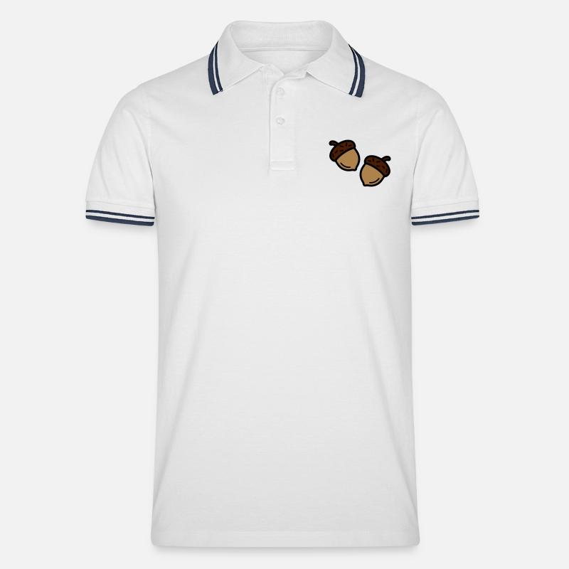 Eichel Herbst Eiche - Männer Tipped Poloshirt - Weiß/Navy