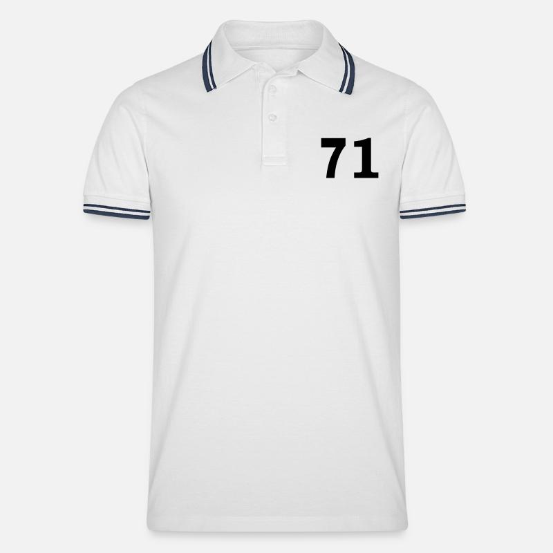 Number - 71 - Seventy One - Männer Tipped Poloshirt - Weiß/Navy