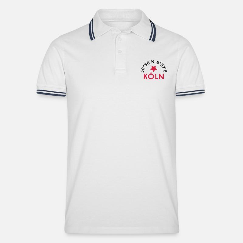 Köln - Männer Tipped Poloshirt - Weiß/Navy