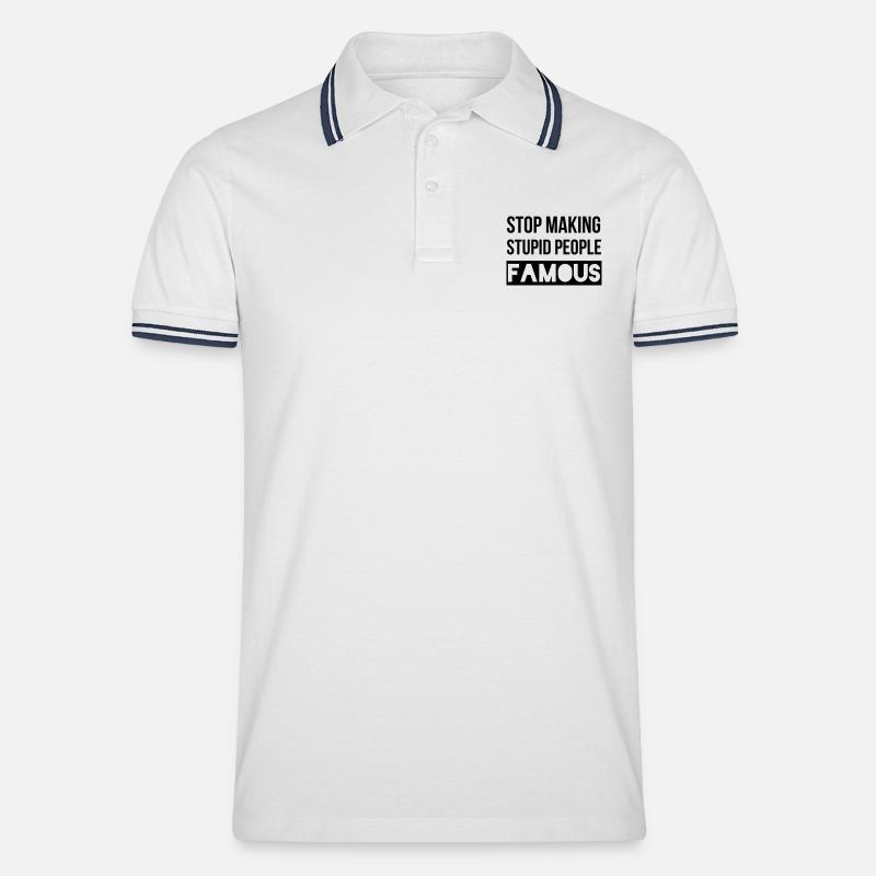stop - Männer Tipped Poloshirt - Weiß/Navy