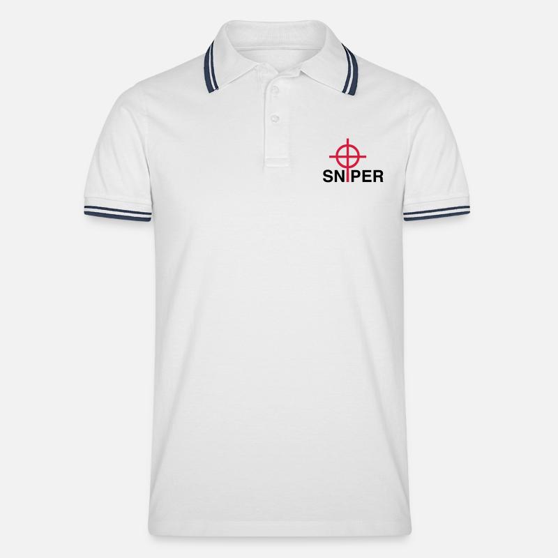 Sniper - Männer Tipped Poloshirt - Weiß/Navy