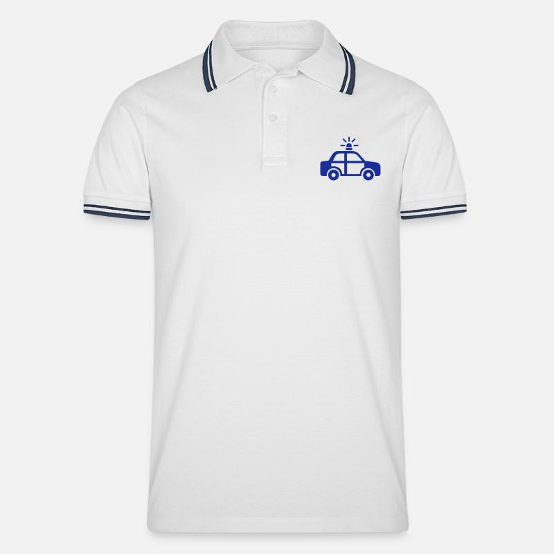Polizei - Männer Tipped Poloshirt - Weiß/Navy