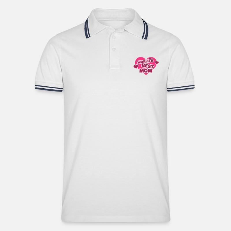 Mama - Männer Tipped Poloshirt - Weiß/Navy