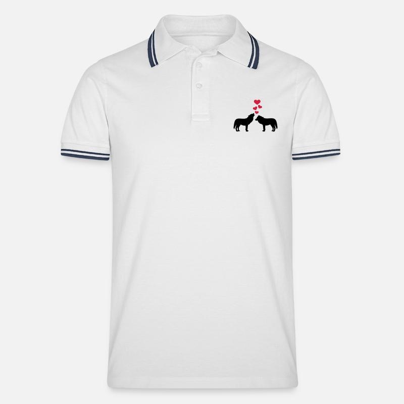 Wölfe - Männer Tipped Poloshirt - Weiß/Navy