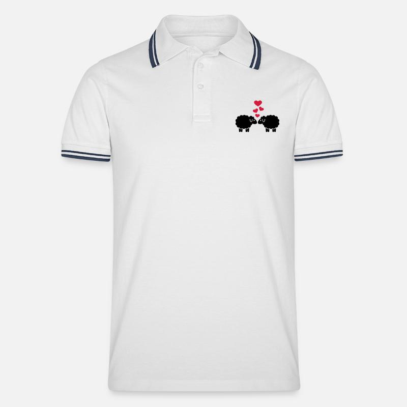 Schaf - Männer Tipped Poloshirt - Weiß/Navy
