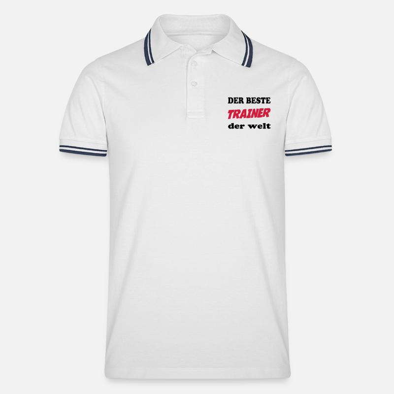 Der beste trainer der welt - Männer Tipped Poloshirt - Weiß/Navy