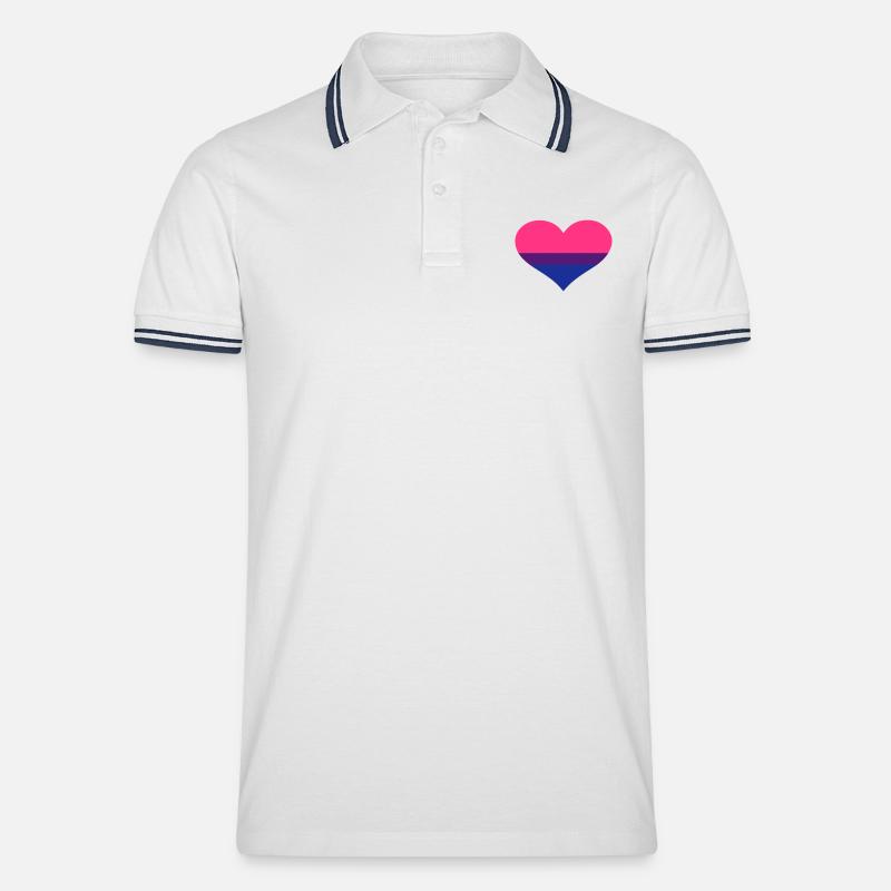 Bisexuell - Männer Tipped Poloshirt - Weiß/Navy