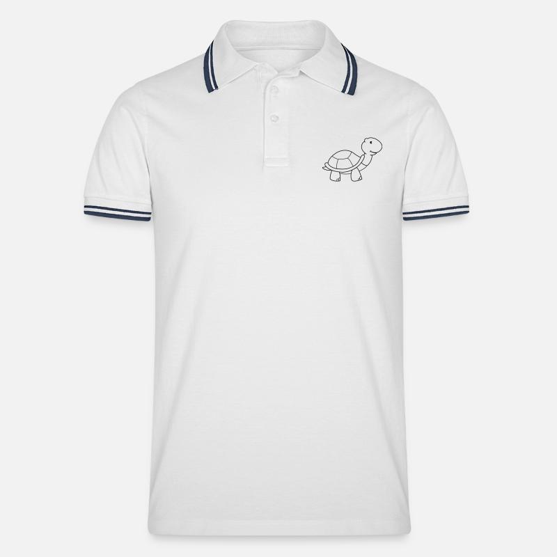 schildkröte - Männer Tipped Poloshirt - Weiß/Navy