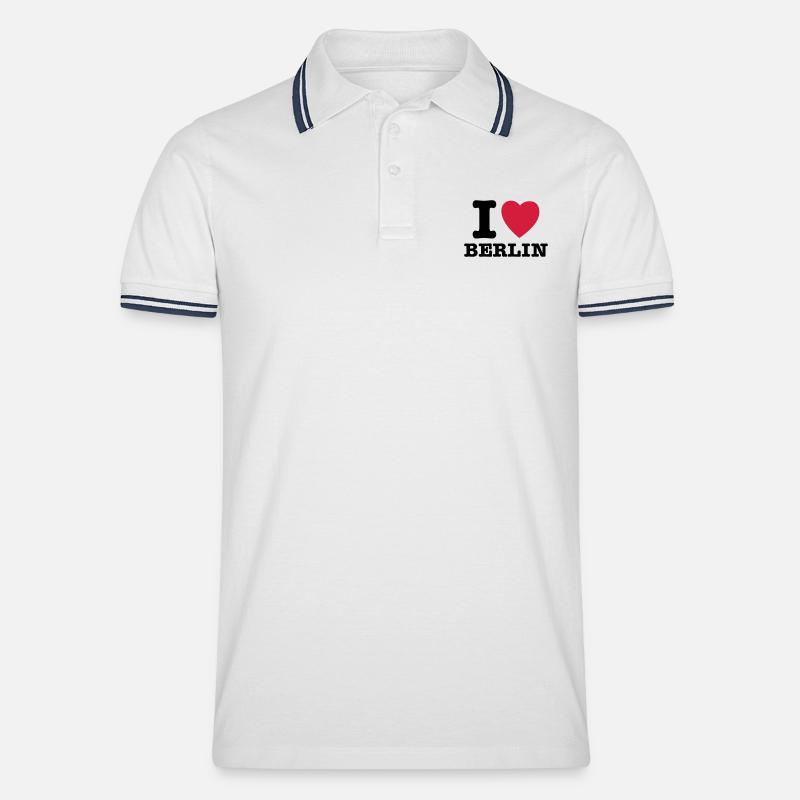 Berlin - Männer Tipped Poloshirt - Weiß/Navy