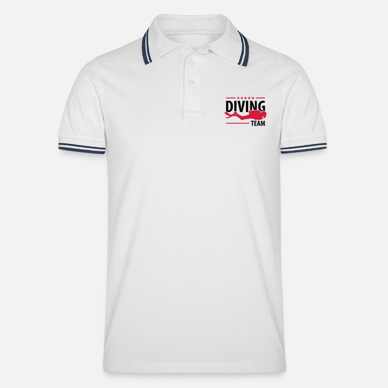 diving_team_c2 - Männer Tipped Poloshirt - Weiß/Navy