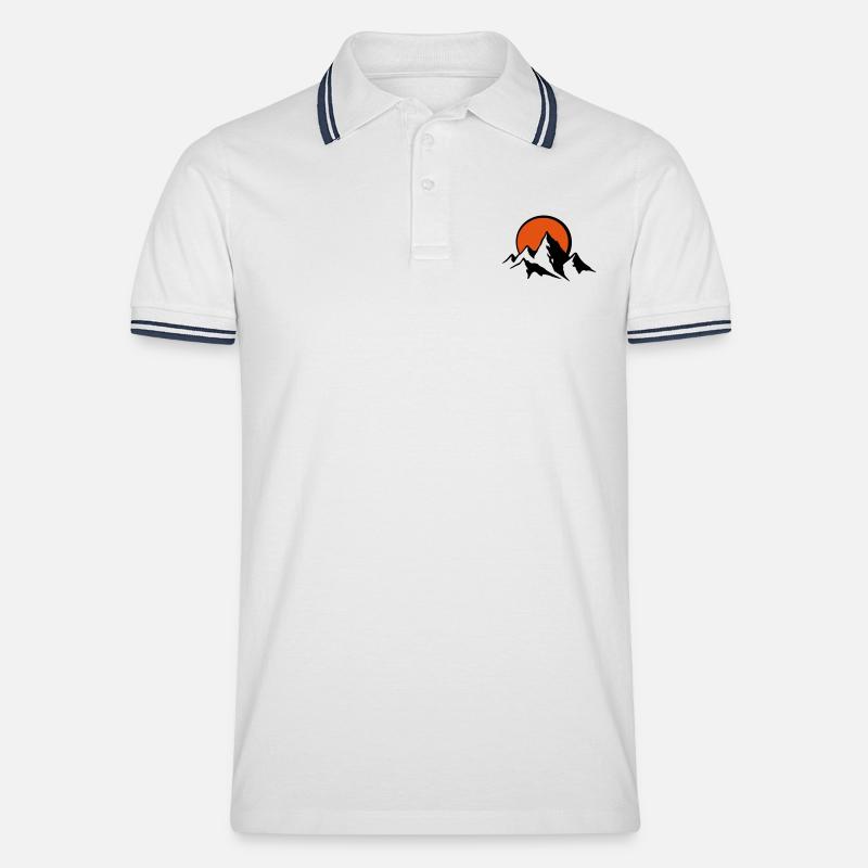bergpanorama2c - Männer Tipped Poloshirt - Weiß/Navy