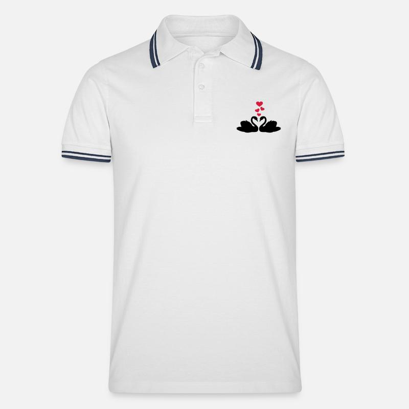 Schwan - Männer Tipped Poloshirt - Weiß/Navy
