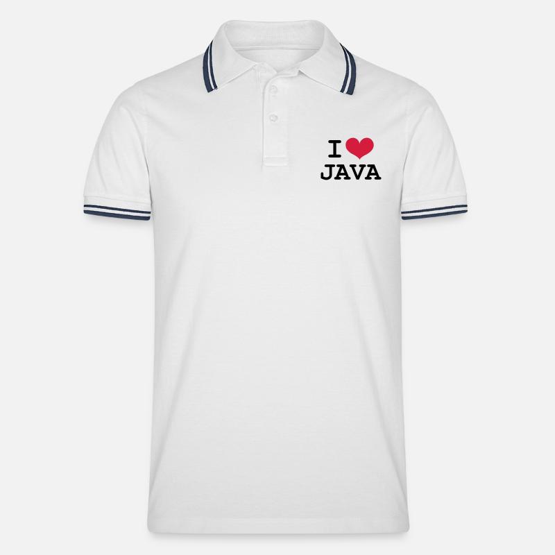 I Love Java - Polo tipped Homme - blanc/marine