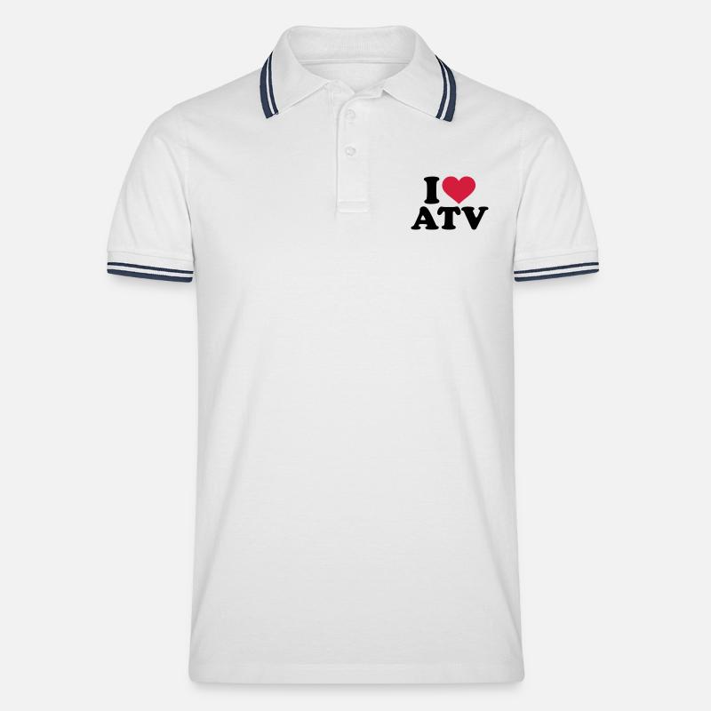 ATV - Männer Tipped Poloshirt - Weiß/Navy
