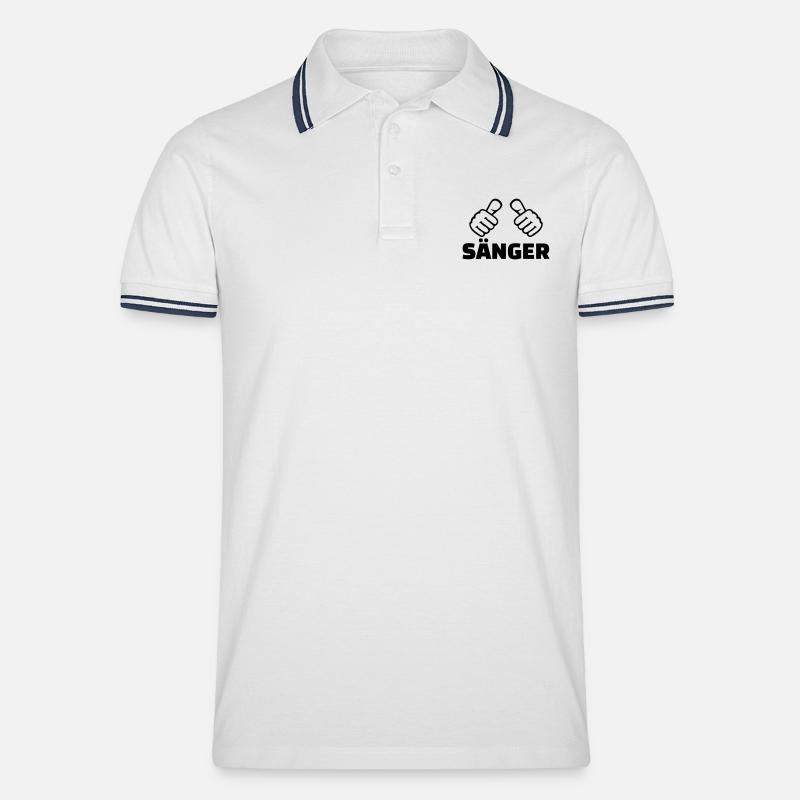 Sänger - Männer Tipped Poloshirt - Weiß/Navy