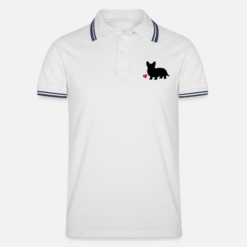 Corgi - Männer Tipped Poloshirt - Weiß/Navy