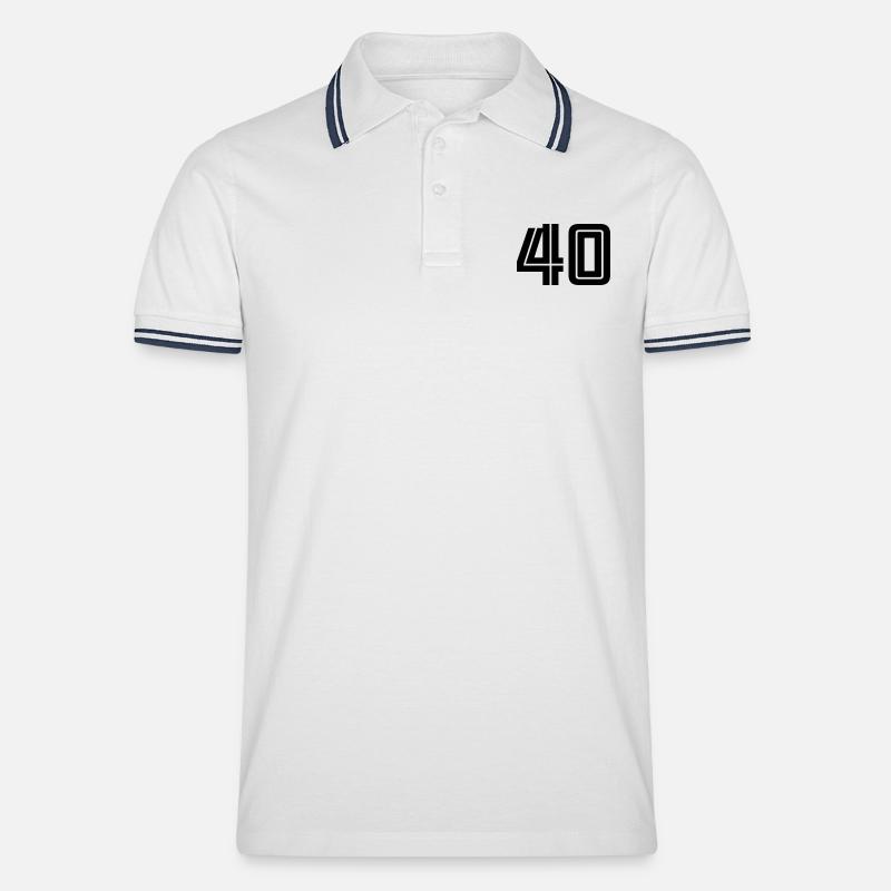 40 - Männer Tipped Poloshirt - Weiß/Navy