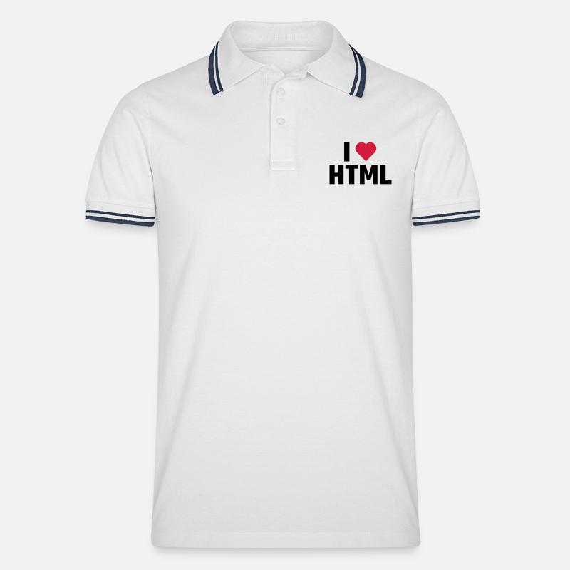Ich liebe HTML - Männer Tipped Poloshirt - Weiß/Navy