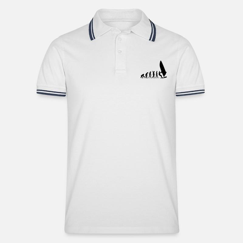 Evolution Windsurfen - Männer Tipped Poloshirt - Weiß/Navy