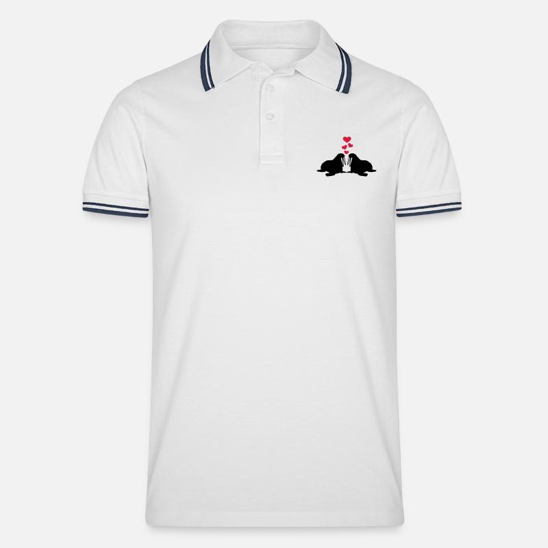 Walross - Männer Tipped Poloshirt - Weiß/Navy