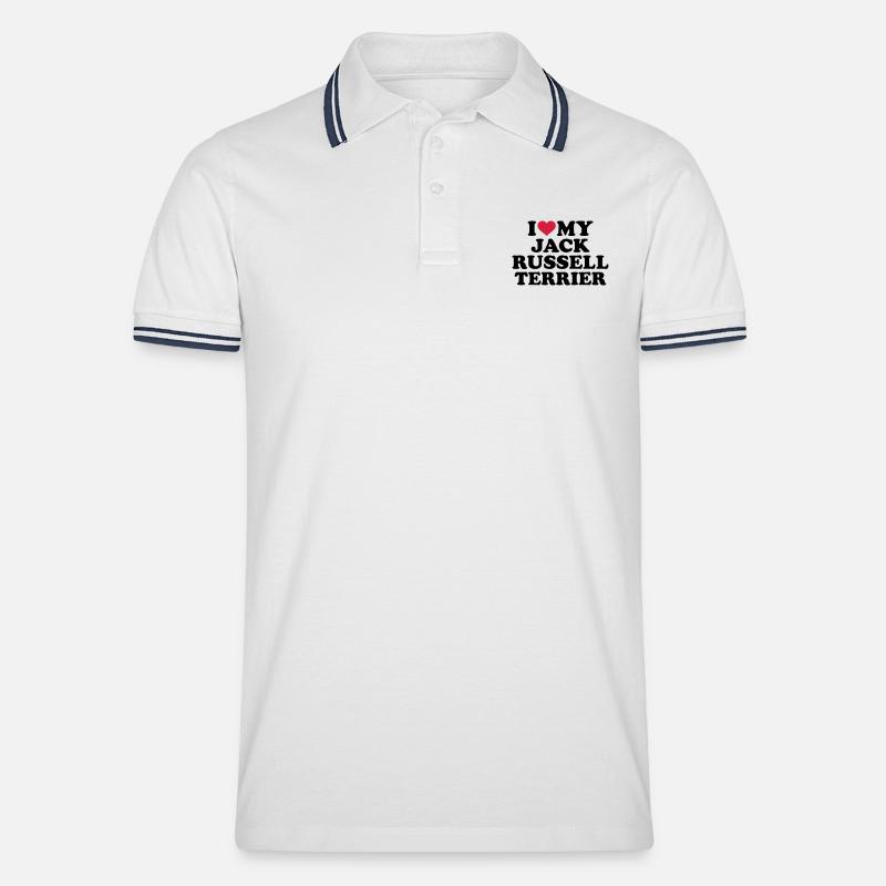 Jack Russell - Männer Tipped Poloshirt - Weiß/Navy