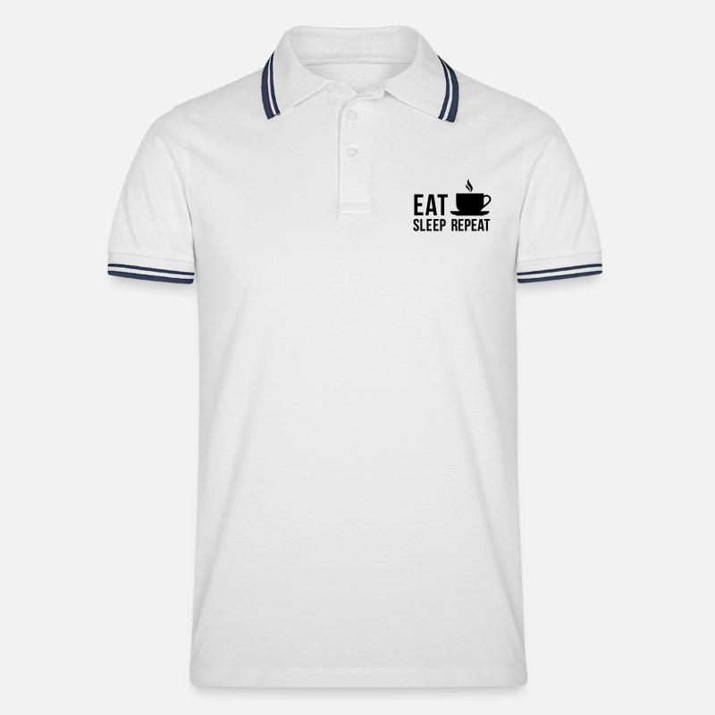 Kaffee - Männer Tipped Poloshirt - Weiß/Navy